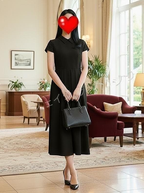 極美品 約9万円 YOKOCHANヨーコチャン フレンチ襟付ロング ワンピ40