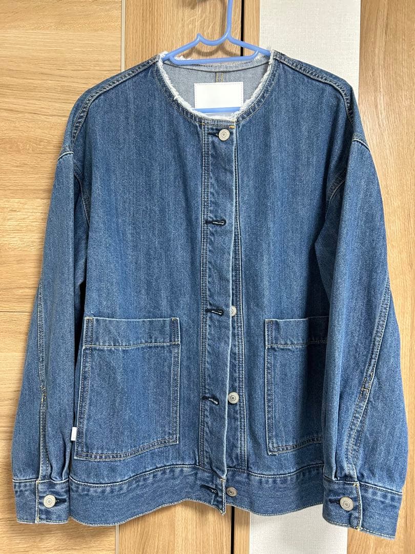 月曜まで値下げ　SHIPS ノーカラーデニムブルゾン　デニムジャケット　シップス