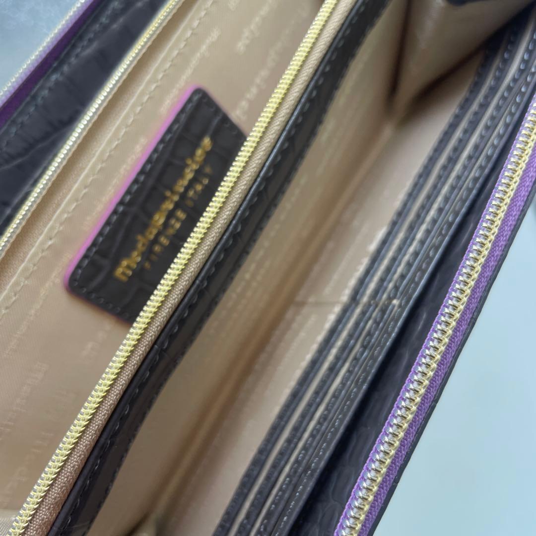 モーダプリンチペ　L字ファスナー　クロコ型押し　長財布　ロングウォレット