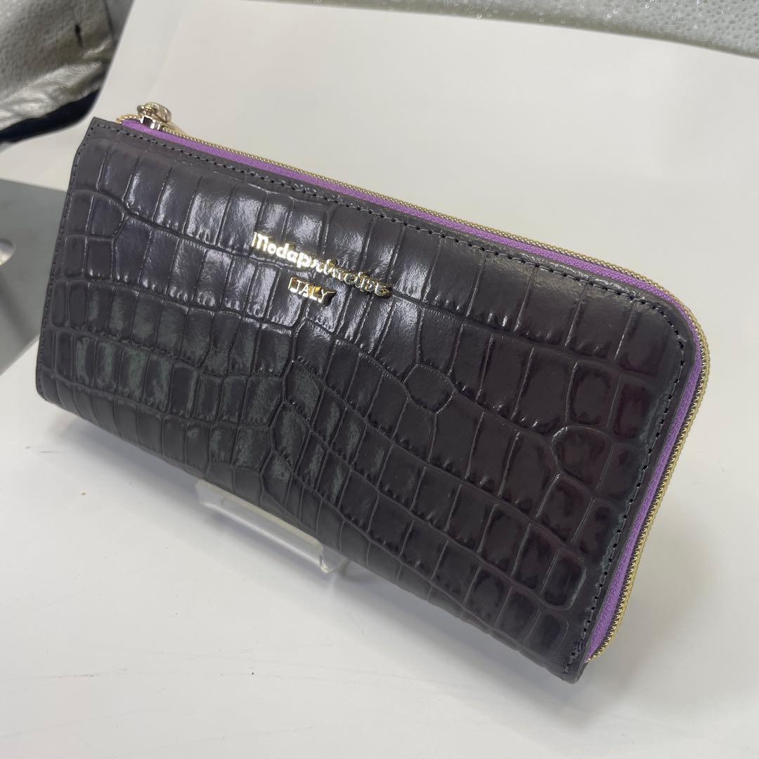 モーダプリンチペ　L字ファスナー　クロコ型押し　長財布　ロングウォレット
