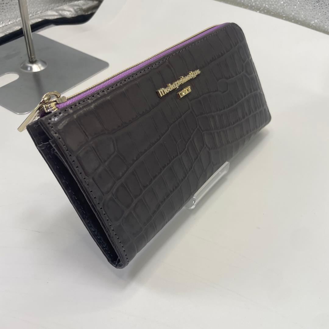 モーダプリンチペ　L字ファスナー　クロコ型押し　長財布　ロングウォレット