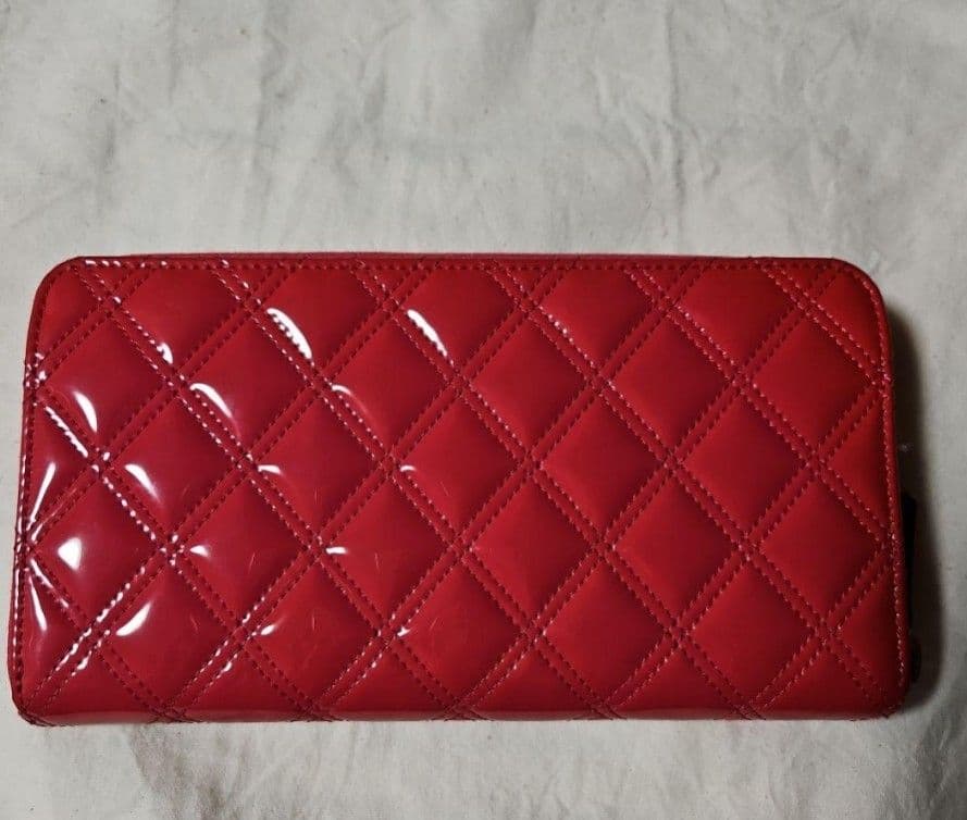 極美品 CHANEL シャネル マトラッセパテント ラウンド長財布 ピンク