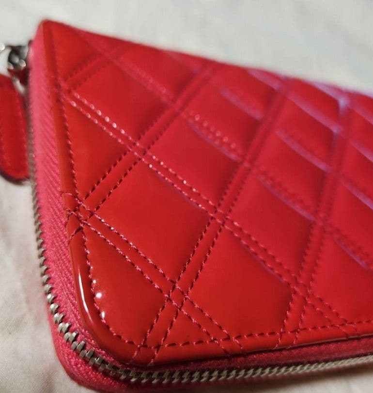 極美品 CHANEL シャネル マトラッセパテント ラウンド長財布 ピンク