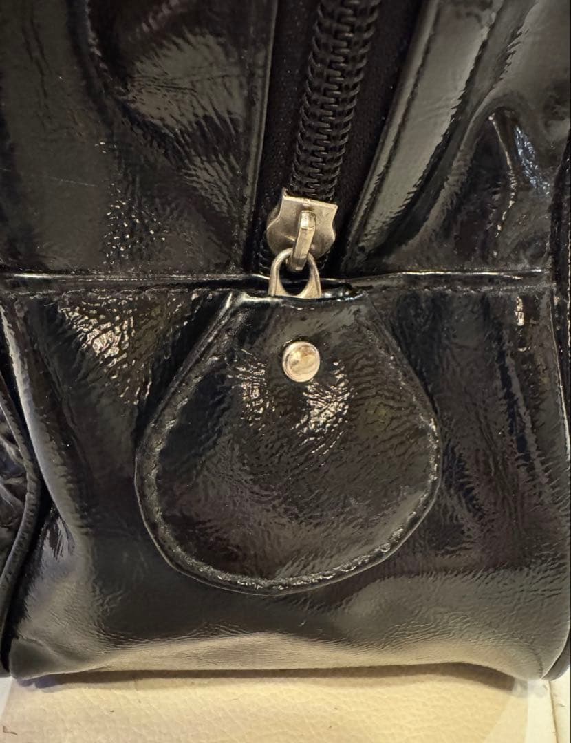 archive 00s クレージュ エナメル ボーリングバッグ オールブラック