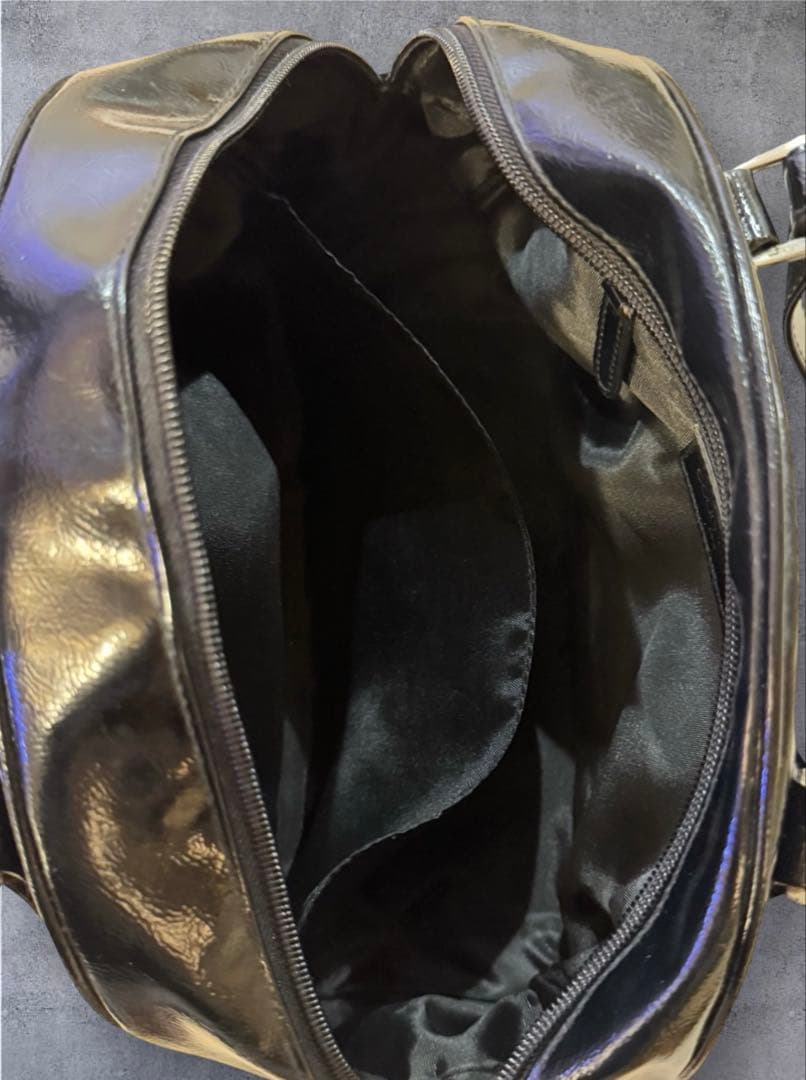 archive 00s クレージュ エナメル ボーリングバッグ オールブラック