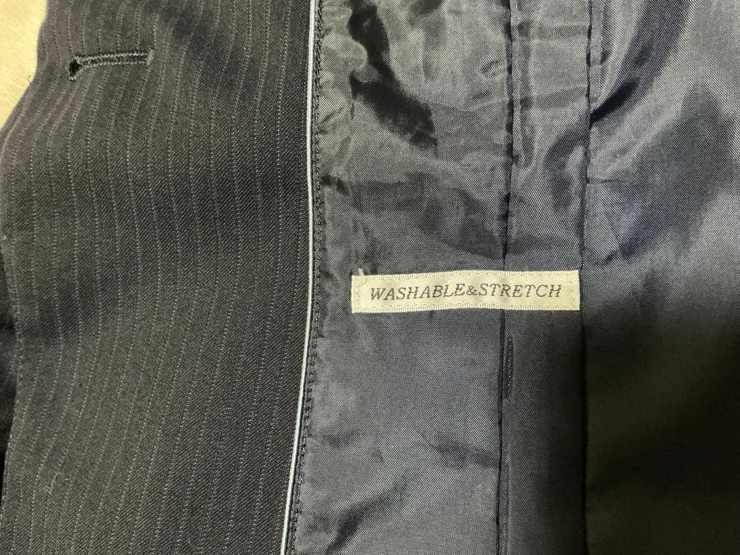 スカートスーツ　レディース　19号　大きめ　洋服の青山　ストライプ　洗濯可