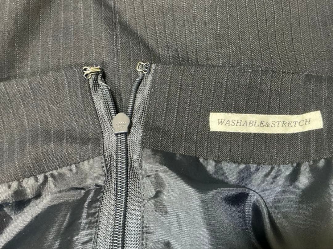 スカートスーツ　レディース　19号　大きめ　洋服の青山　ストライプ　洗濯可