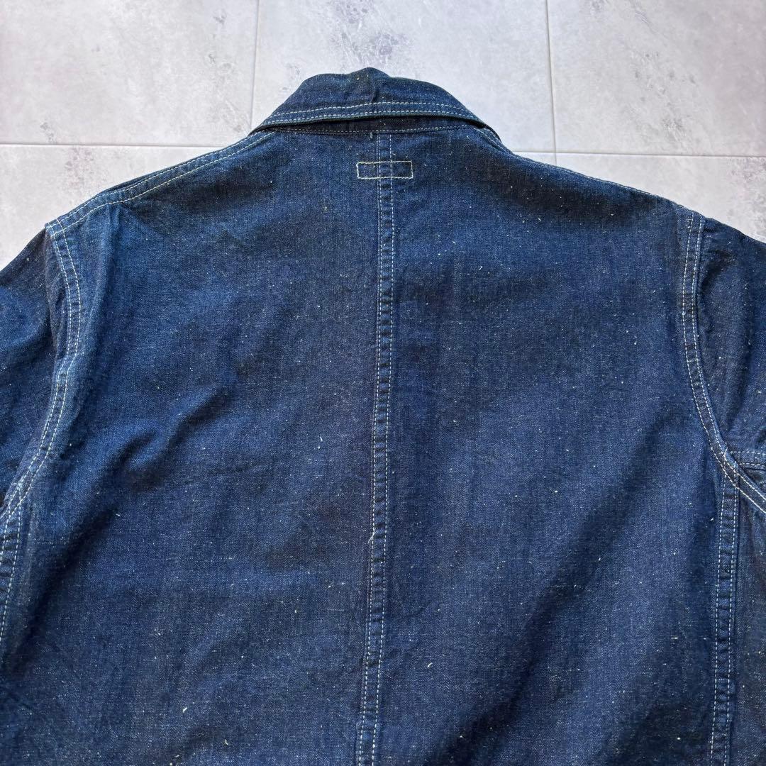 【美品】濃紺 シュガーケーン インディゴデニムカバーオール ネップ 38 M品番