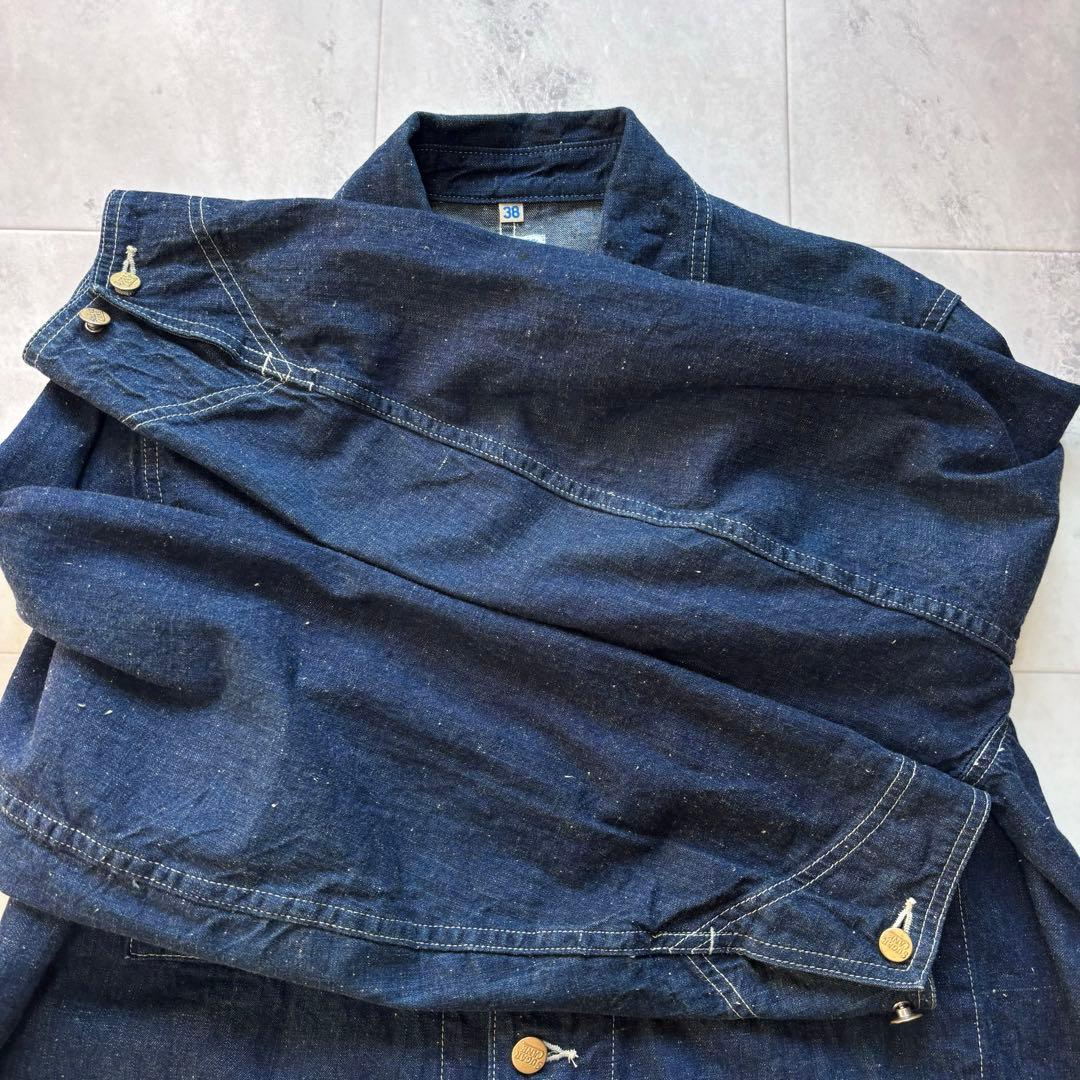 【美品】濃紺 シュガーケーン インディゴデニムカバーオール ネップ 38 M品番