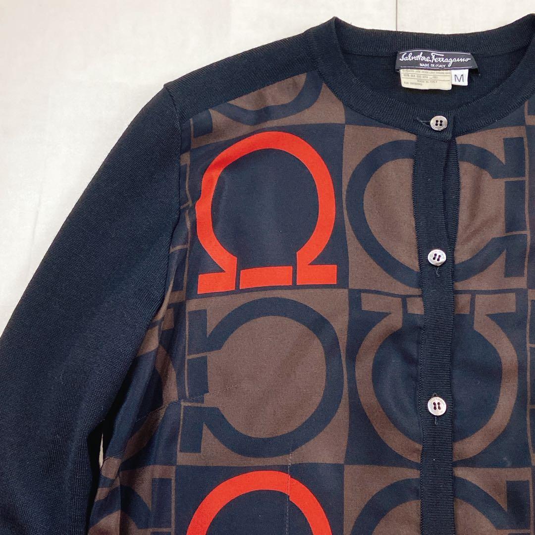 極美品 フェラガモ ガンチーニシルク100 ニットアンサンブル カーディガン
