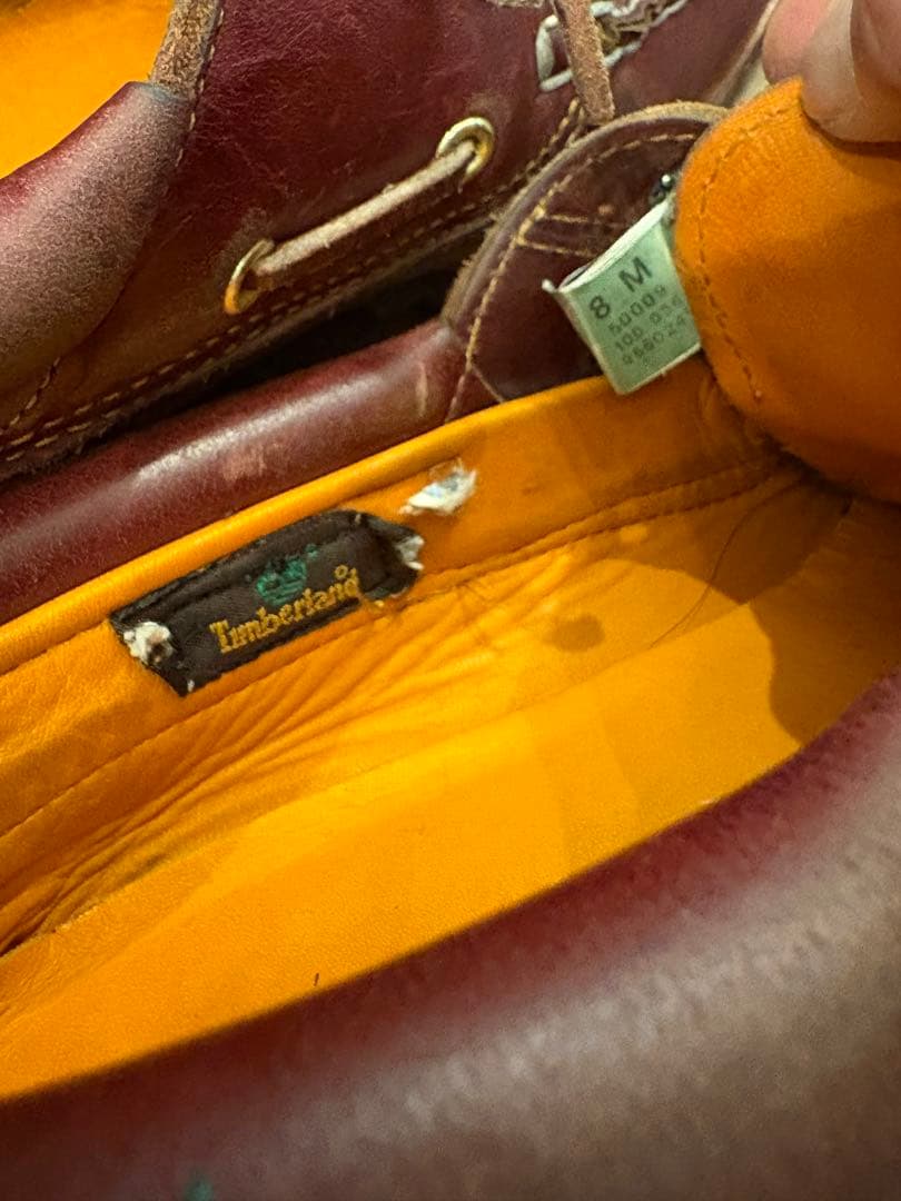 ティンバーランド　バーガンディ レザー デッキシューズ