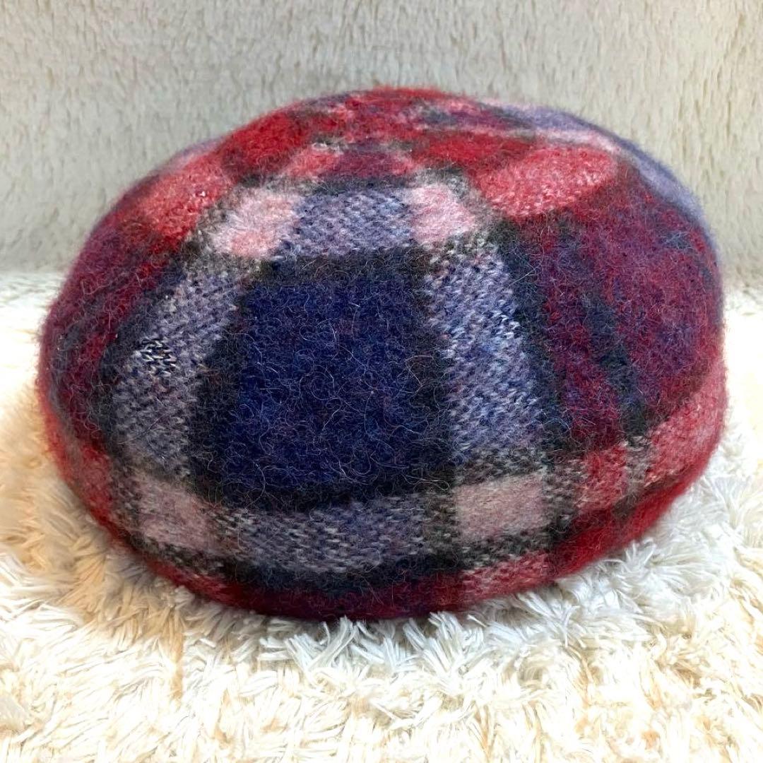 美品✨ヴィヴィアンウエストウッド チェック柄 ベレー帽 アルパカ混 オーブ