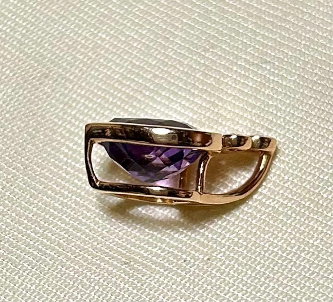 【美品】gstv アメジスト　K１８ハート型ネックレストップ