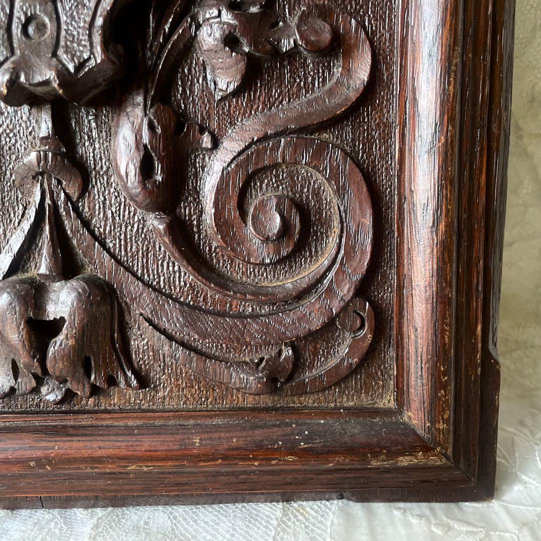 ウッドカービングパネル②木製パネル　卓上ディスプレイボード　フランスアンティーク