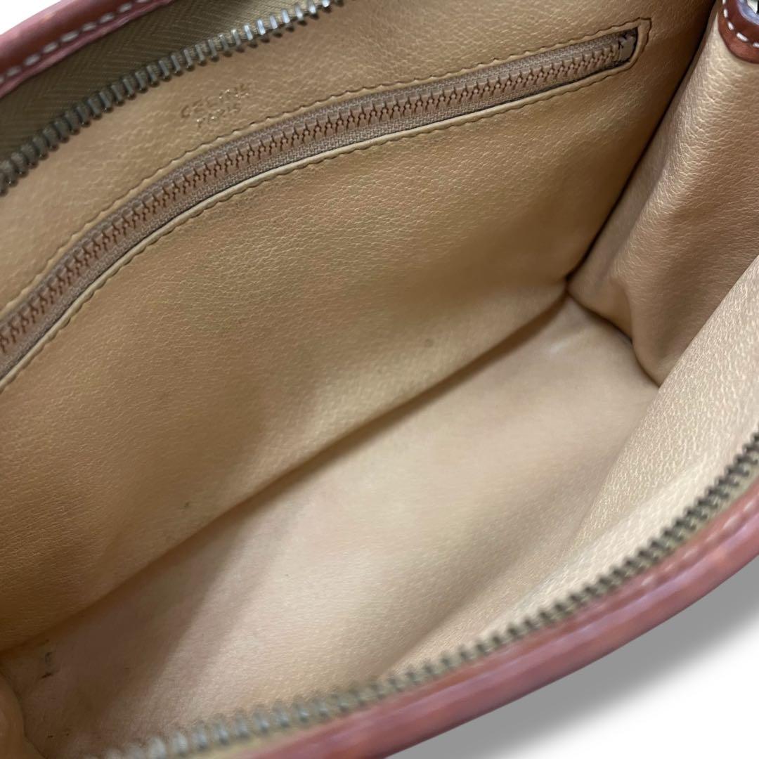 【Y】セリーヌ クラッチバッグ マカダム ブラウン レザー ヴィンテージ