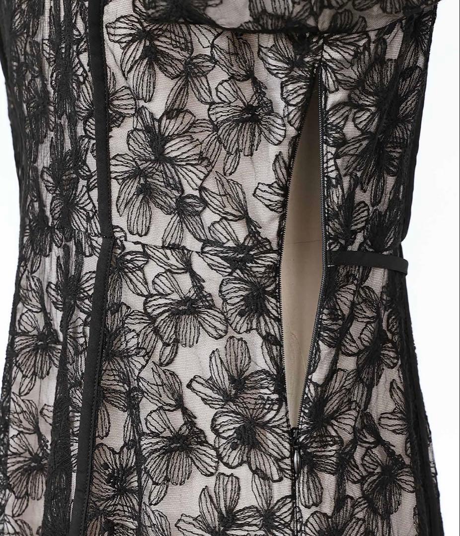 パフスリーブ総レースフレアロング結婚式ワンピース パーティードレスお呼ばれ二次会