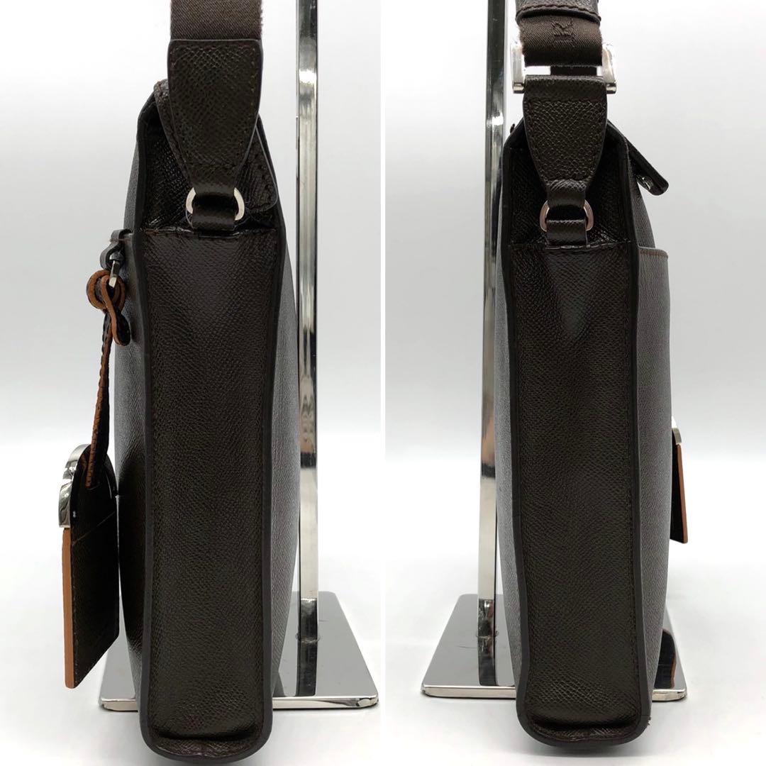 ✨美品✨ブルガリマン ショルダーバッグ パラジウムロゴ金具 レザー ブラウン