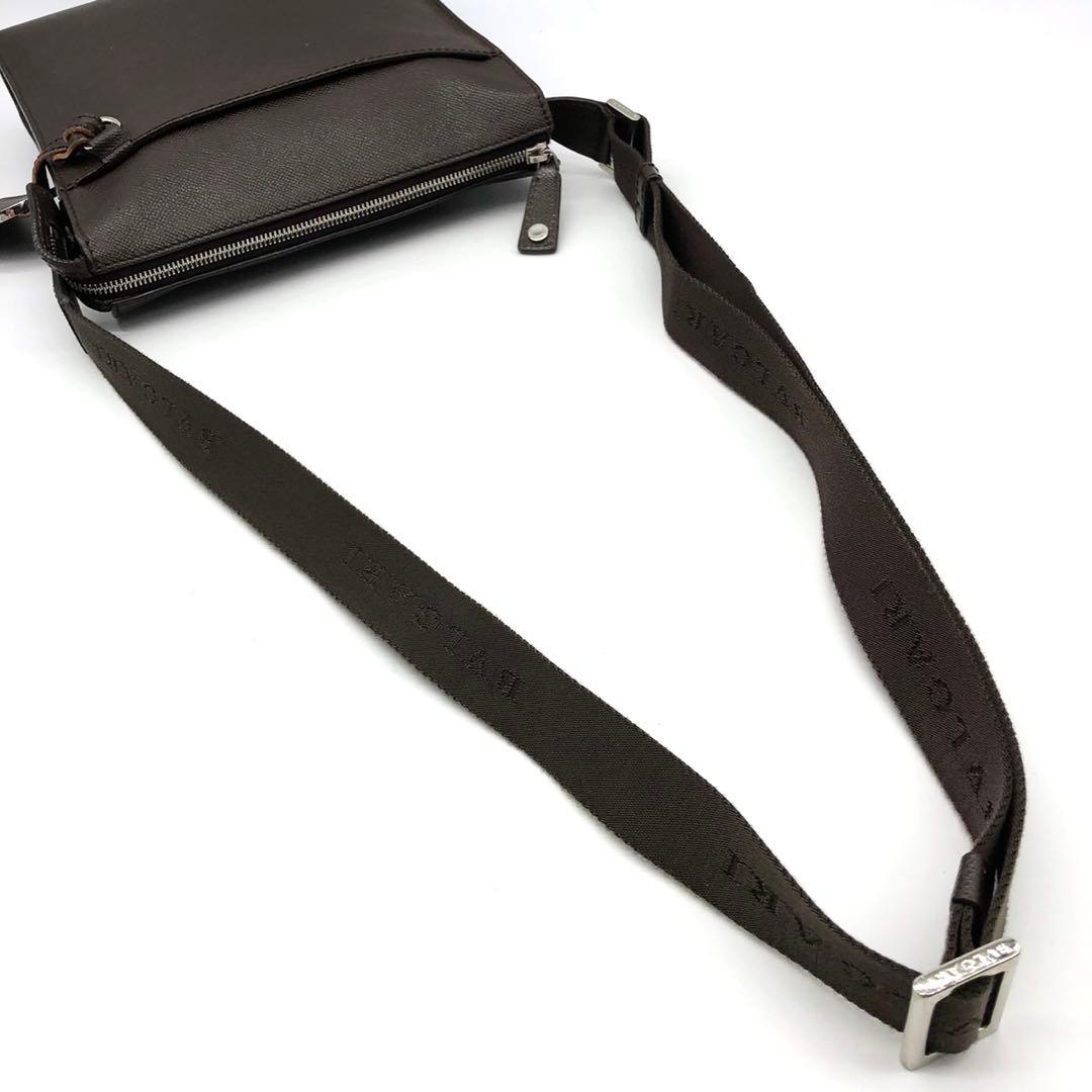 ✨美品✨ブルガリマン ショルダーバッグ パラジウムロゴ金具 レザー ブラウン