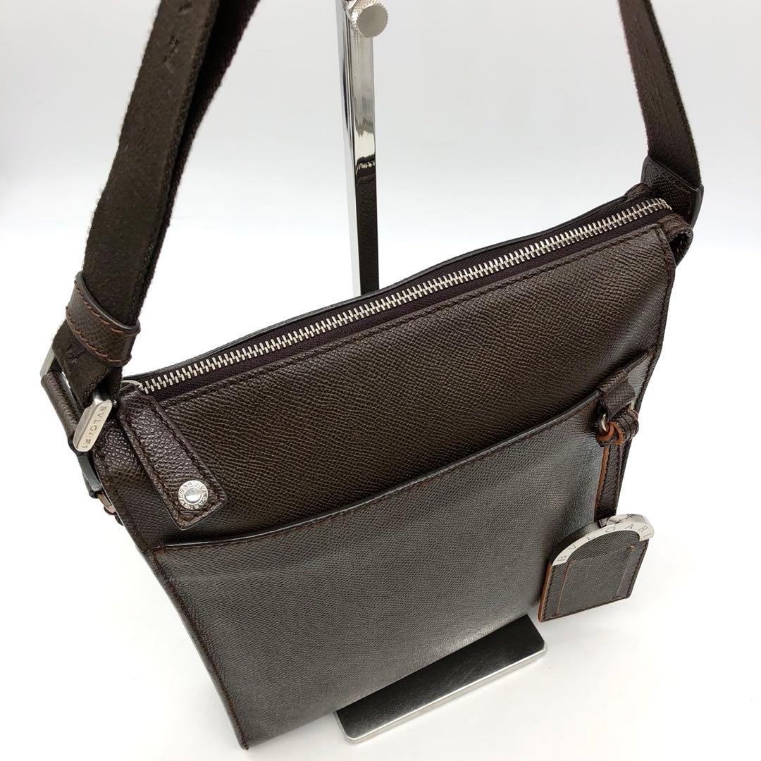 ✨美品✨ブルガリマン ショルダーバッグ パラジウムロゴ金具 レザー ブラウン