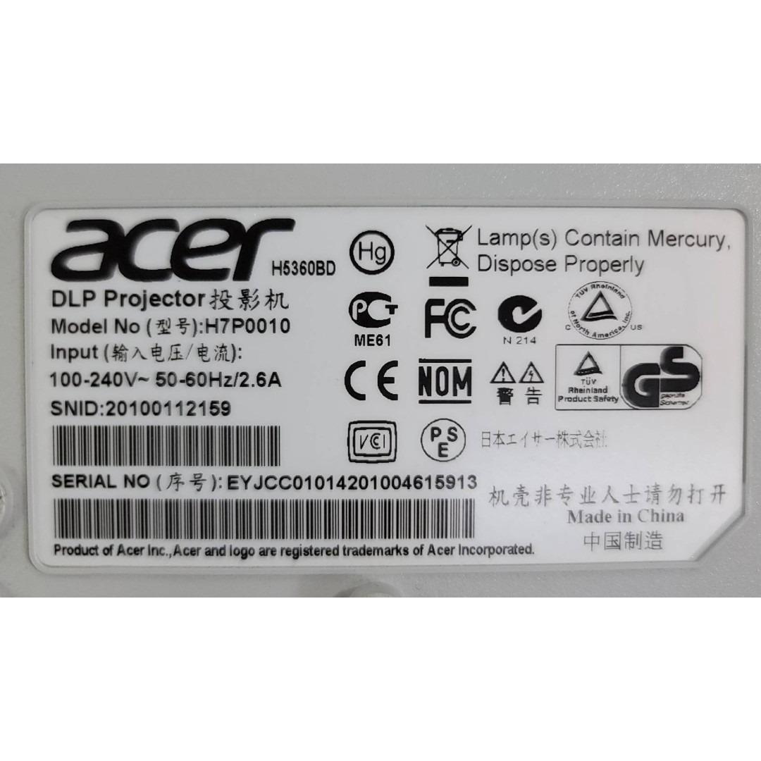 【美品】acer エイサー プロジェクター H5360BD