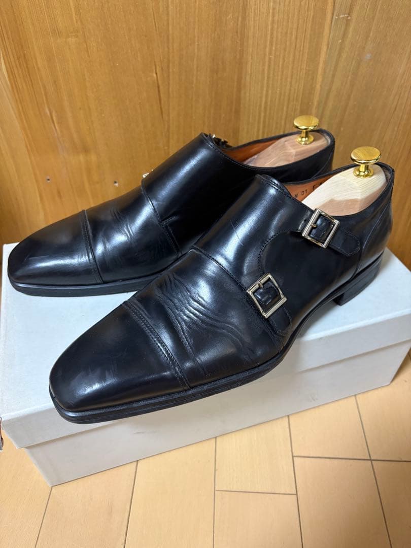Santoni ダブルモンクストラップシューズ ブラック 8.0