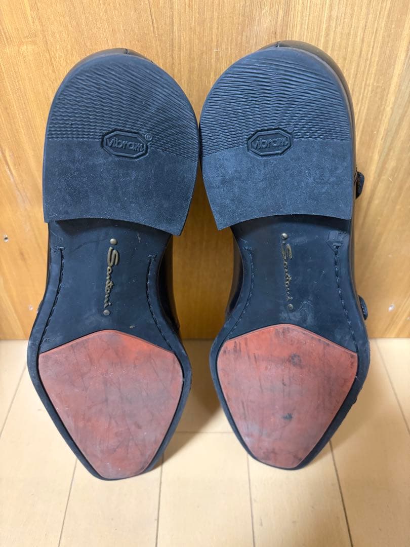 Santoni ダブルモンクストラップシューズ ブラック 8.0