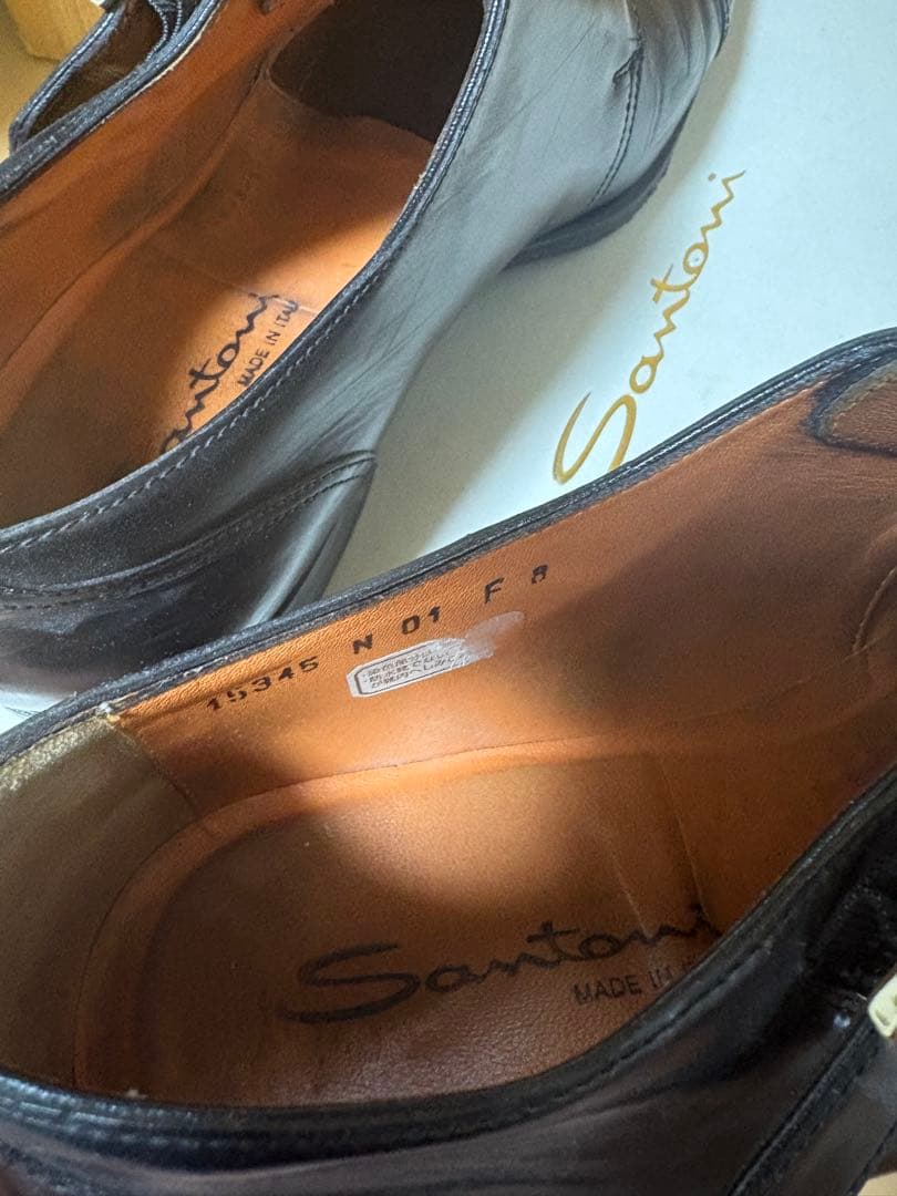 Santoni ダブルモンクストラップシューズ ブラック 8.0