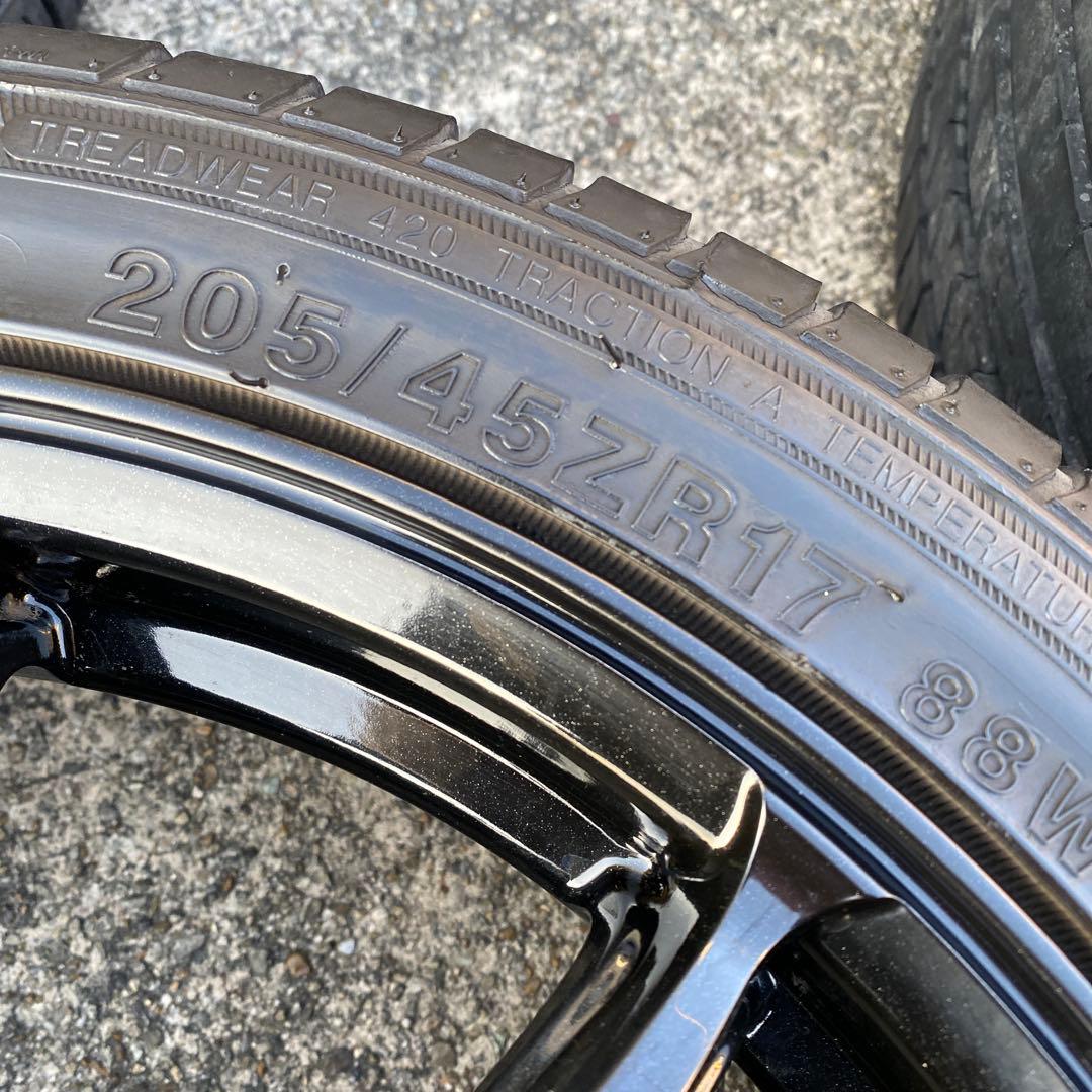 ◇中古205/45R17+ブラックホイールセット、　アクア、ヤリス、スイフト