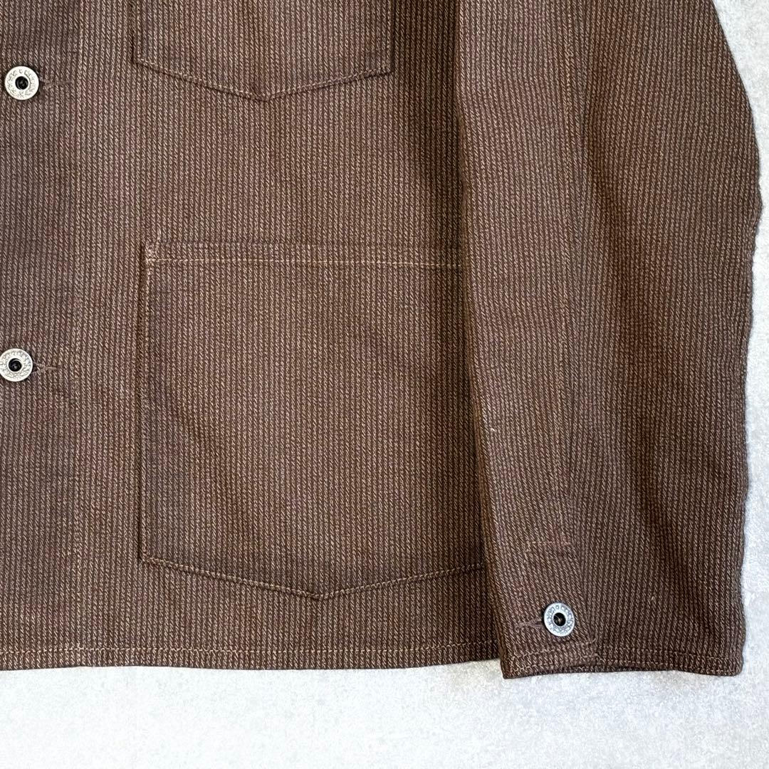 【未使用品】RRL ダブルアールエル ブラウンストライプ カバーオール チョア