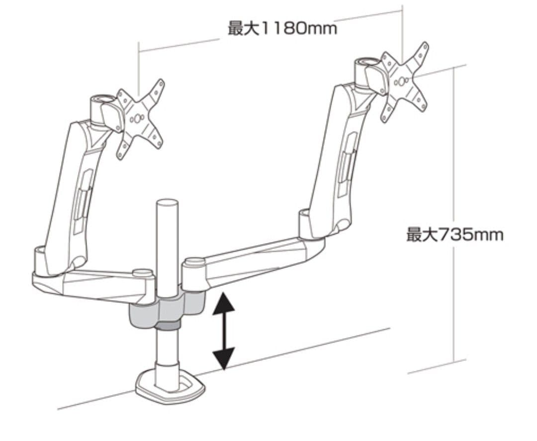 ⑦SANWA SUPPLY CR-LA1007 デュアルモニターアーム