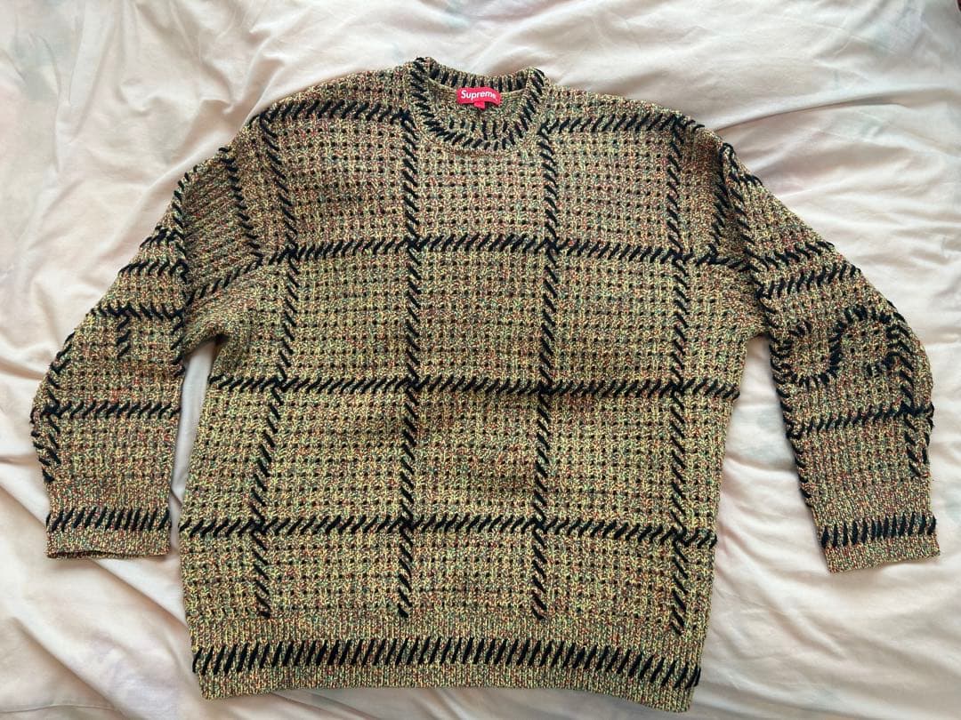 シュプリーム キルトステッチセーター イエロー Lサイズ