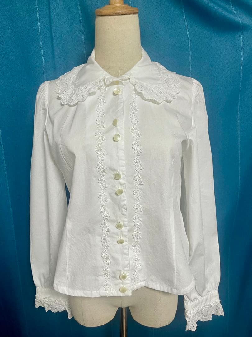 ALICE and the PIRATES 白 丸襟 バラレース ブラウス