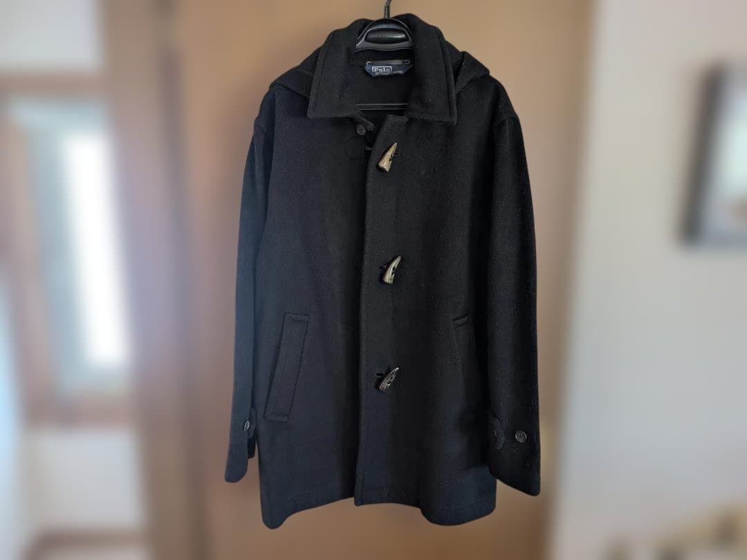 Polo by Ralph Lauren フーデッドコート 黒 鹿角釦 L 美品