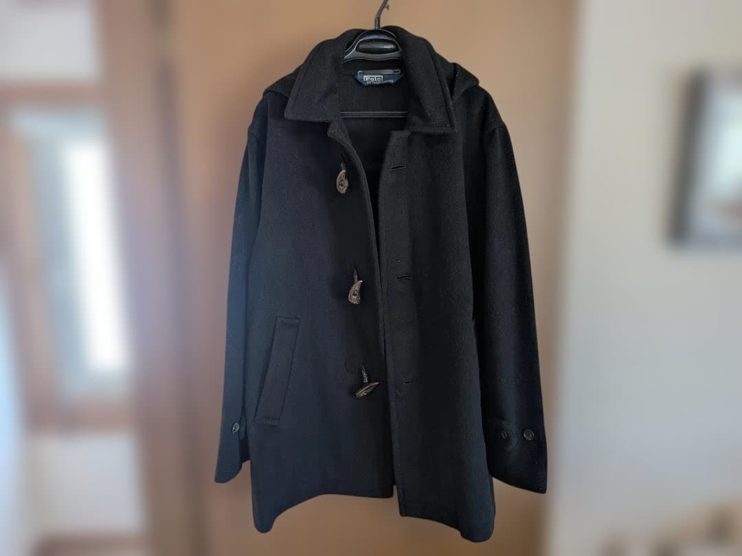Polo by Ralph Lauren フーデッドコート 黒 鹿角釦 L 美品