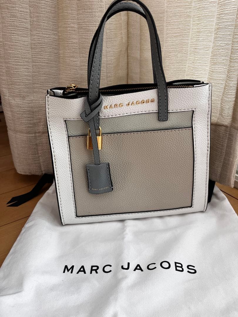 MARC JACOBS 本革 トートバッグ ホワイトオートミール×グレー 保存袋