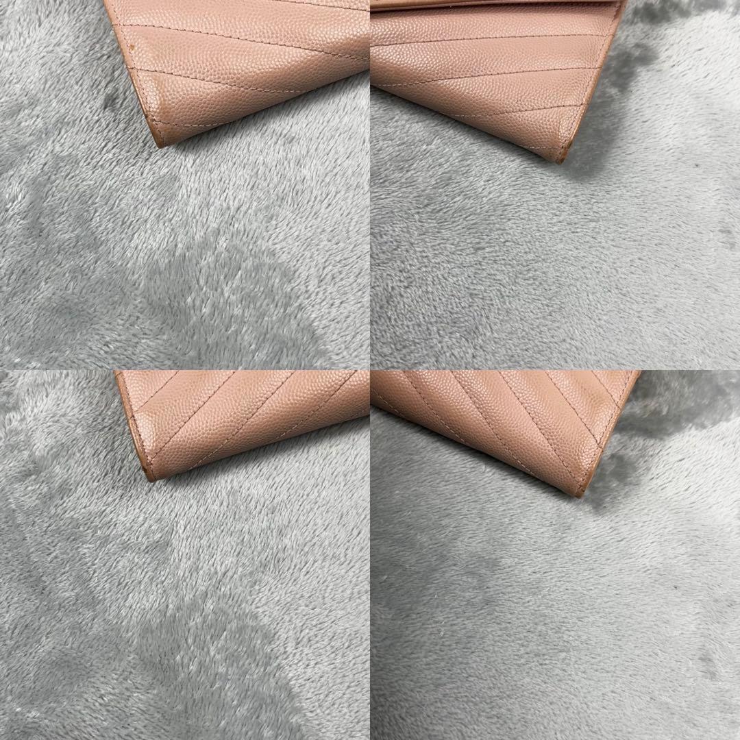 Saint Laurent カサンドラ 長財布 ピンクベージュ キャビアスキン