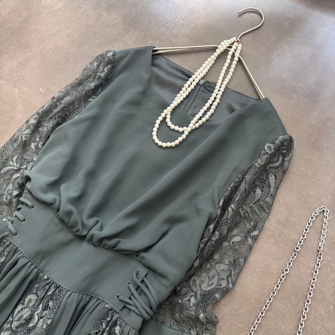 定価2万　GIRL コンシャススリーブ＆ロングフレア結婚式パーティードレス