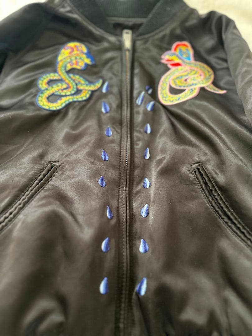 DIESEL 刺繍デザイン スカジャン 黒 リバーシブル