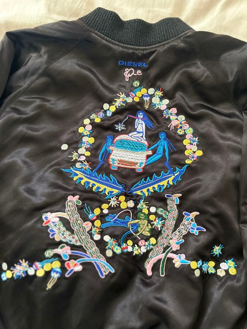 DIESEL 刺繍デザイン スカジャン 黒 リバーシブル