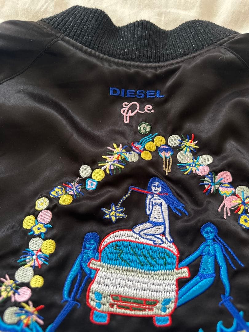 DIESEL 刺繍デザイン スカジャン 黒 リバーシブル