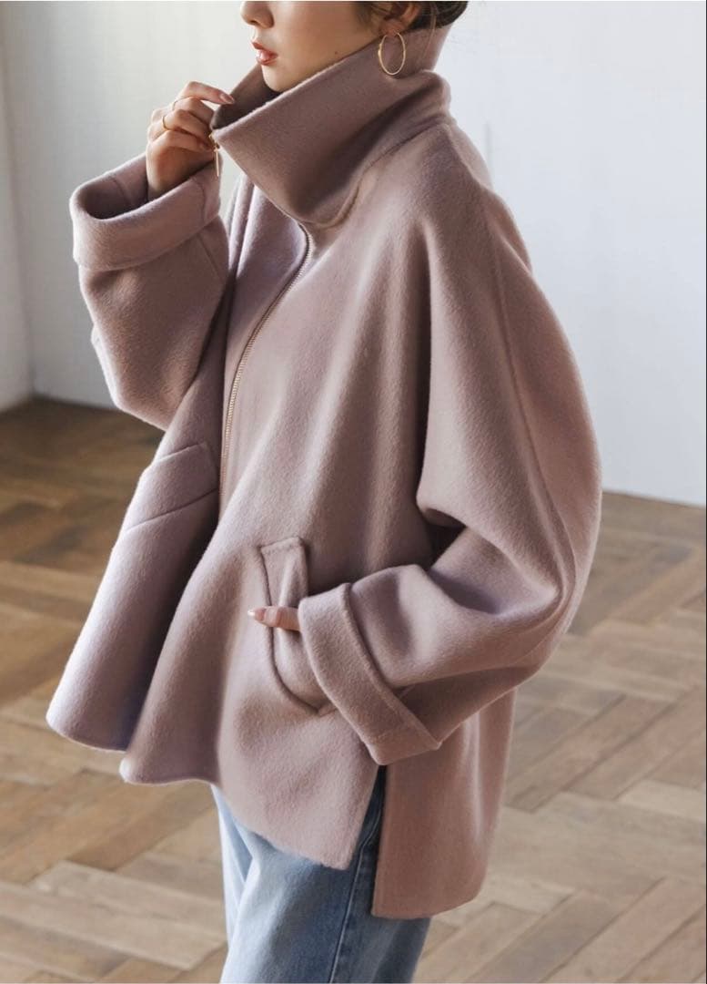 Noble ノーブル キャメルミックスリバージップコート