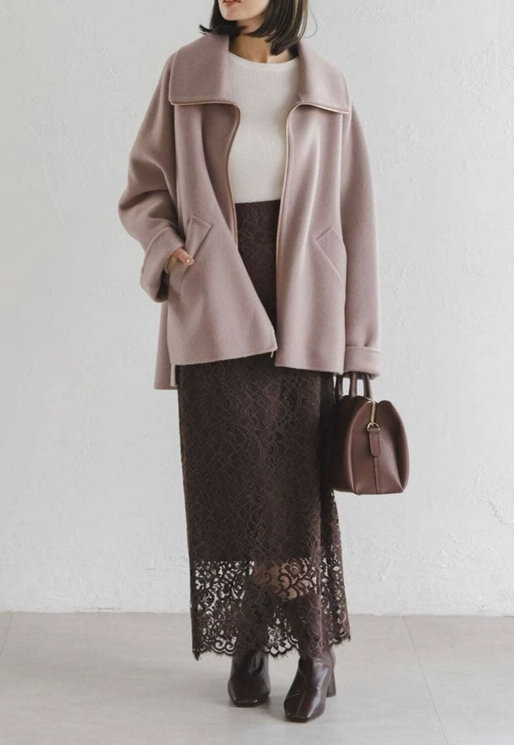 Noble ノーブル キャメルミックスリバージップコート