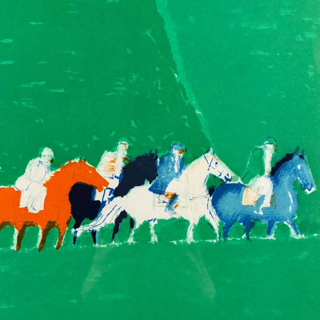 美品 アンドレ・ブラジリエ「春の乗馬」リトグラフ 直筆サイン入り お洒落な額装