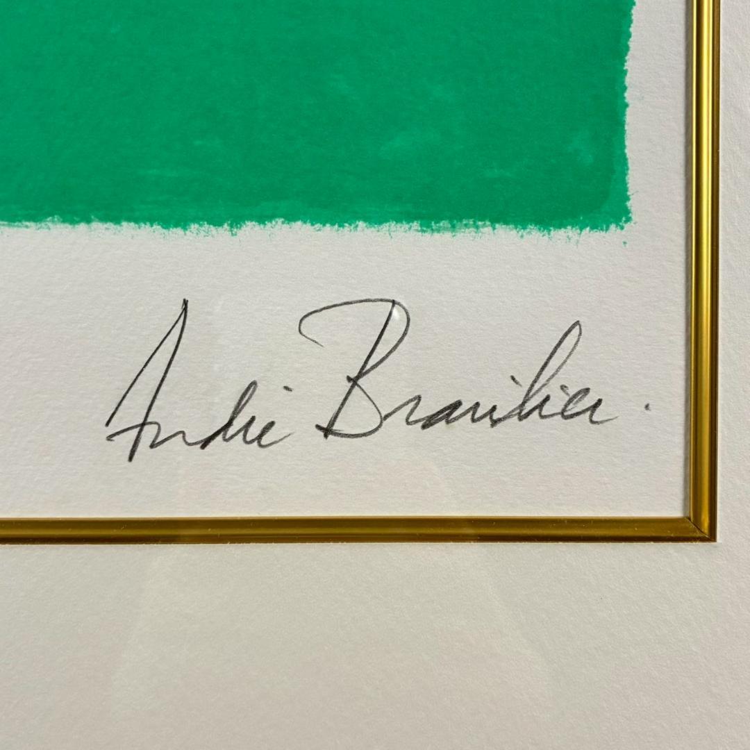 美品 アンドレ・ブラジリエ「春の乗馬」リトグラフ 直筆サイン入り お洒落な額装