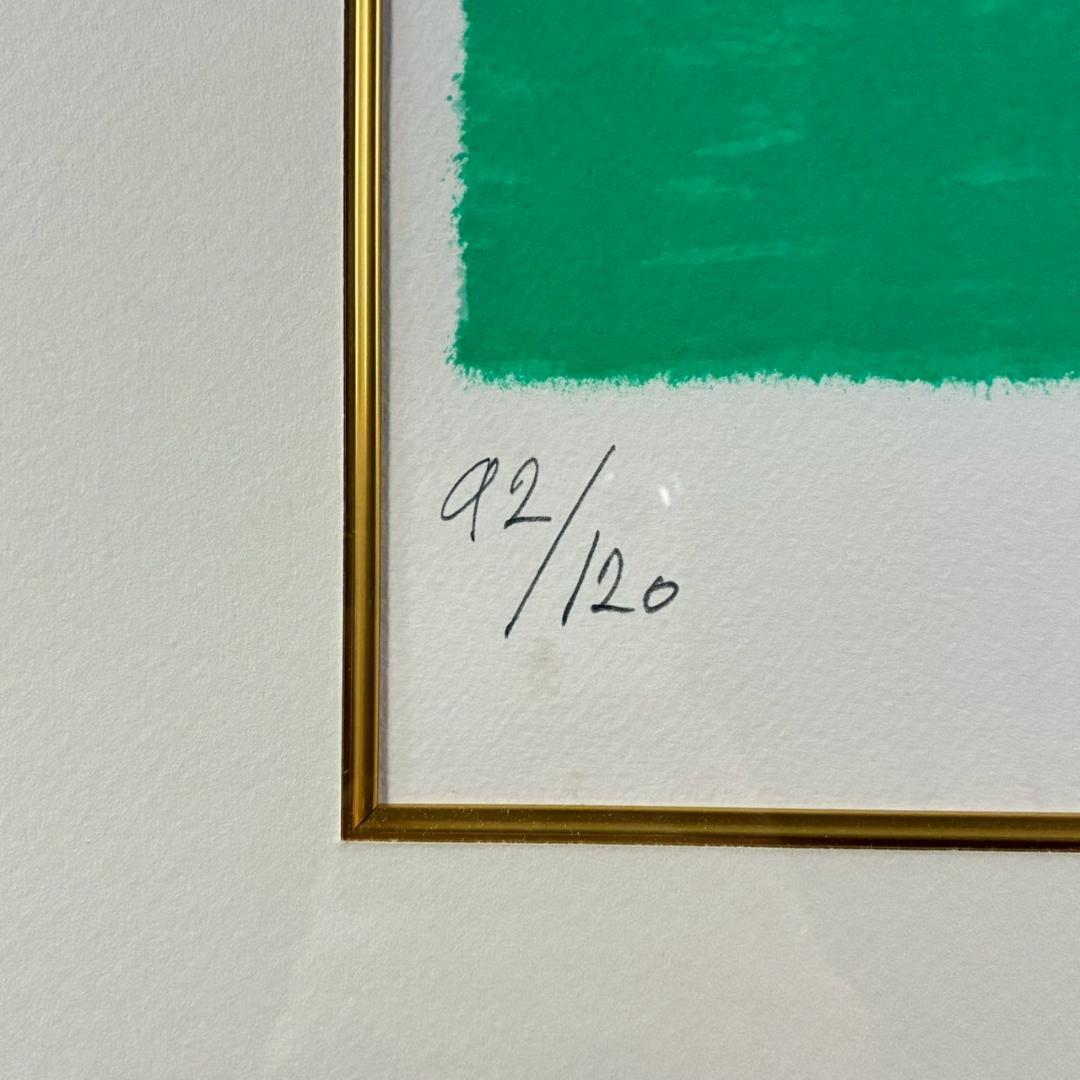 美品 アンドレ・ブラジリエ「春の乗馬」リトグラフ 直筆サイン入り お洒落な額装