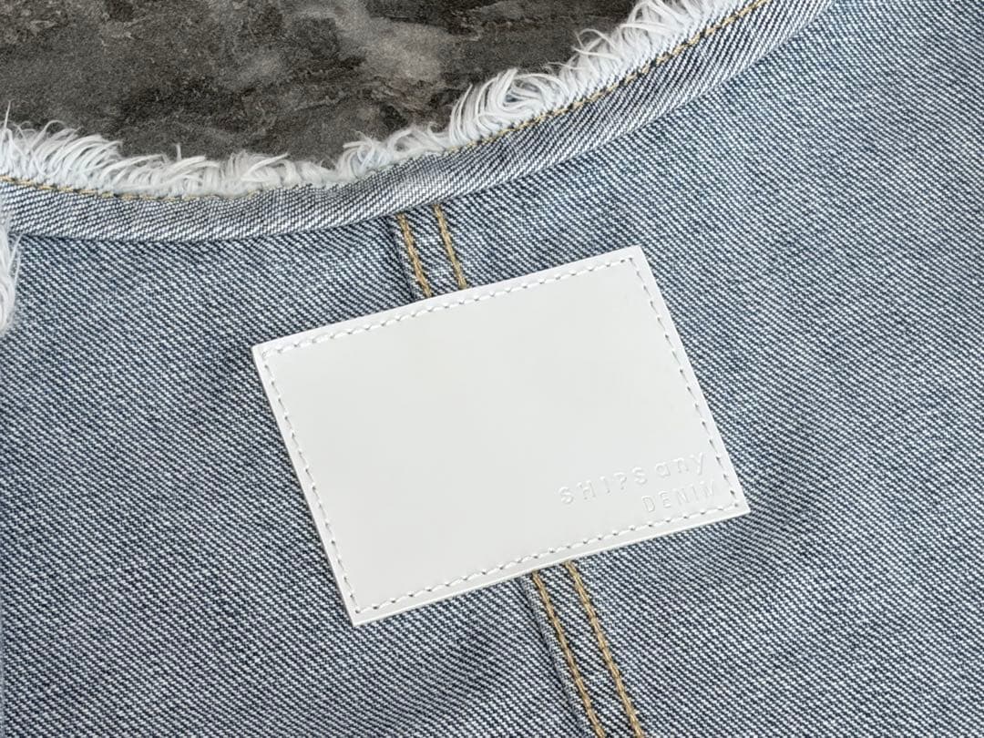 SHIPS any ノーカラーデニムブルゾン