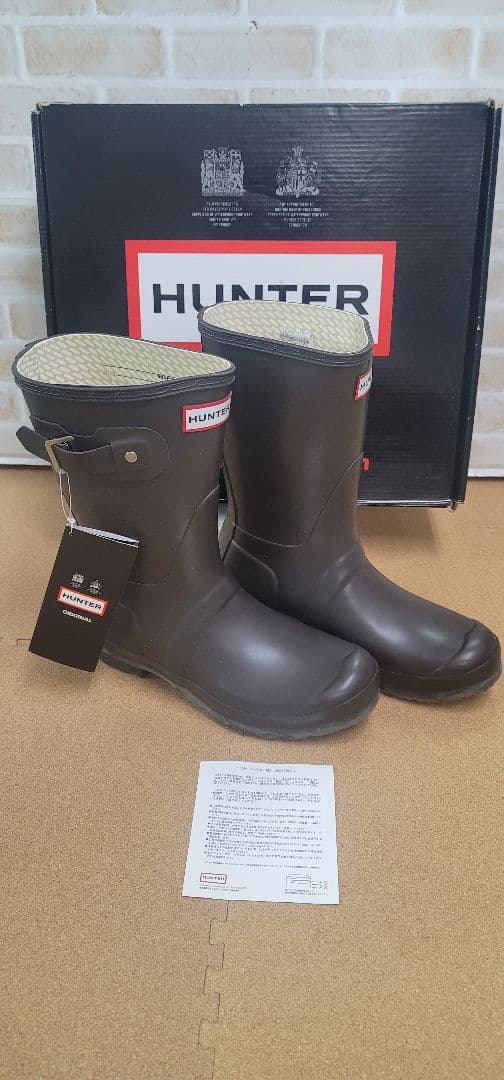 HUNTER オリジナル 長靴 ダークブラウン（カーキ色）