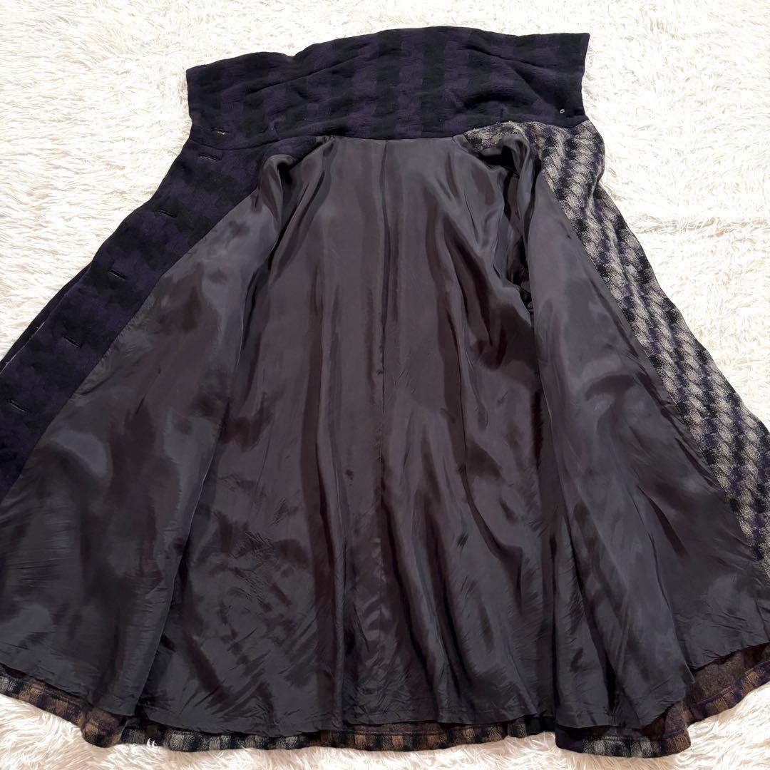 慈雨　ジウ　ストライプ　チェック　ウール　デザイン◎ コート　40