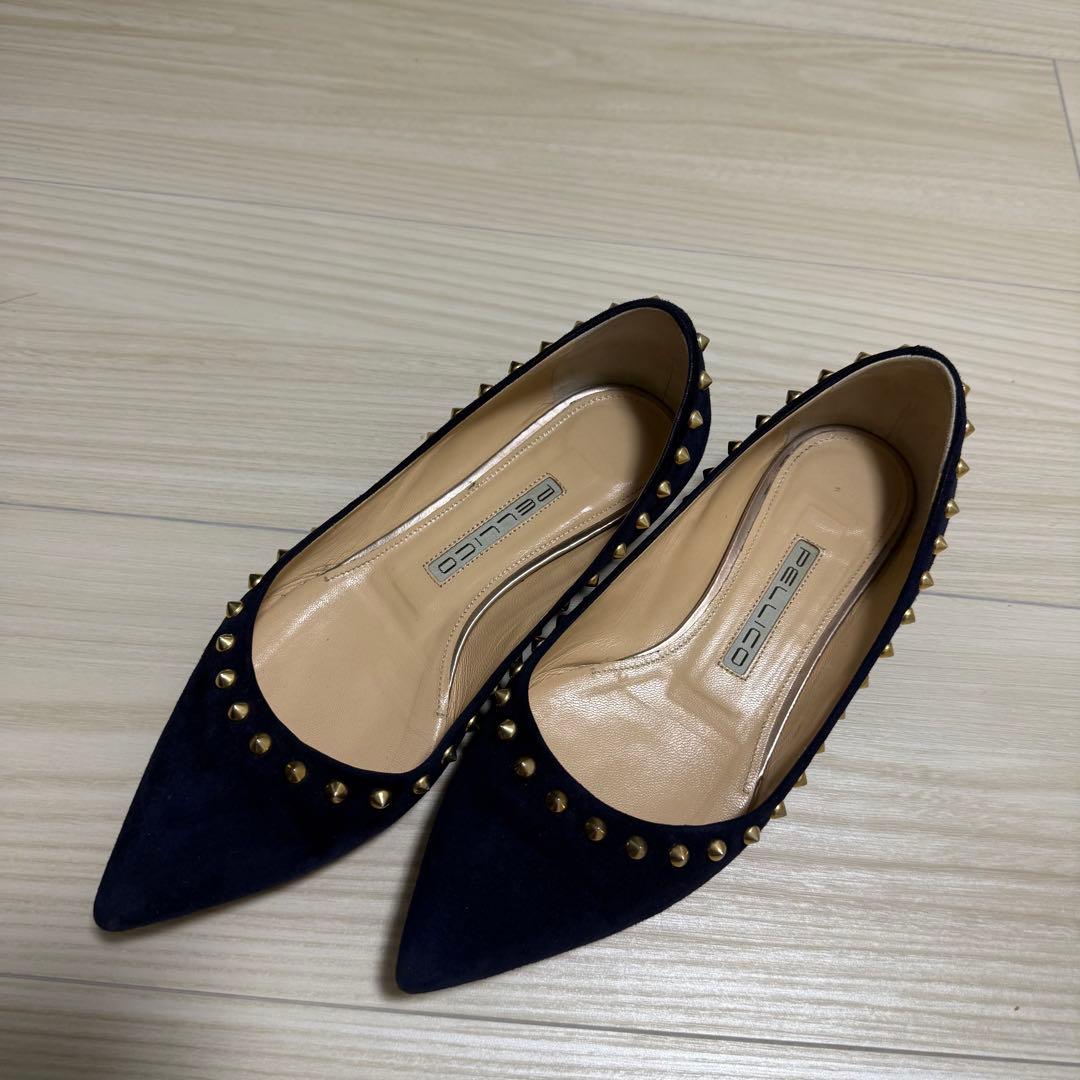 【美品】ペリーコ アニマ フラットパンプス ポインテッドトゥ 36 スタッズ