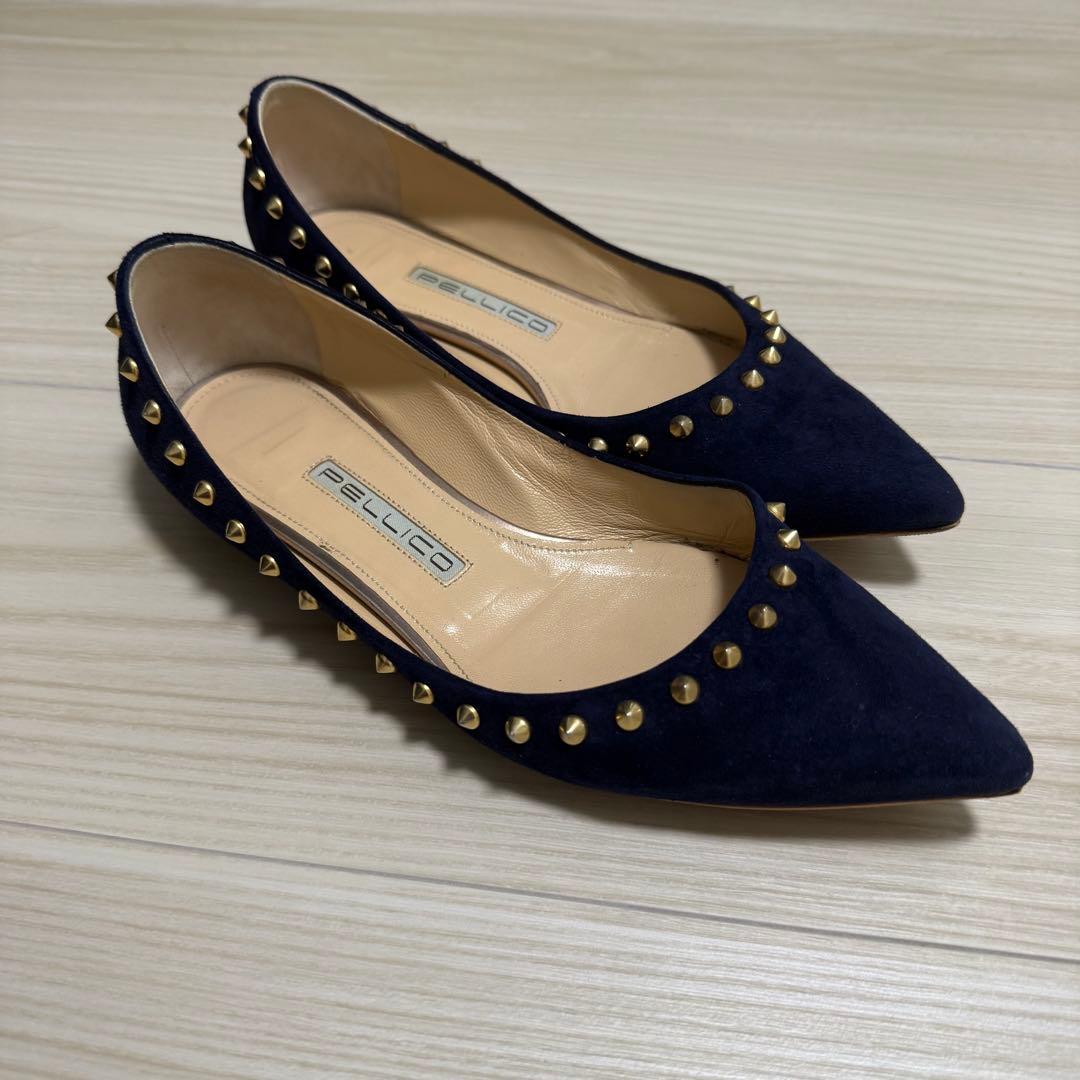 【美品】ペリーコ アニマ フラットパンプス ポインテッドトゥ 36 スタッズ